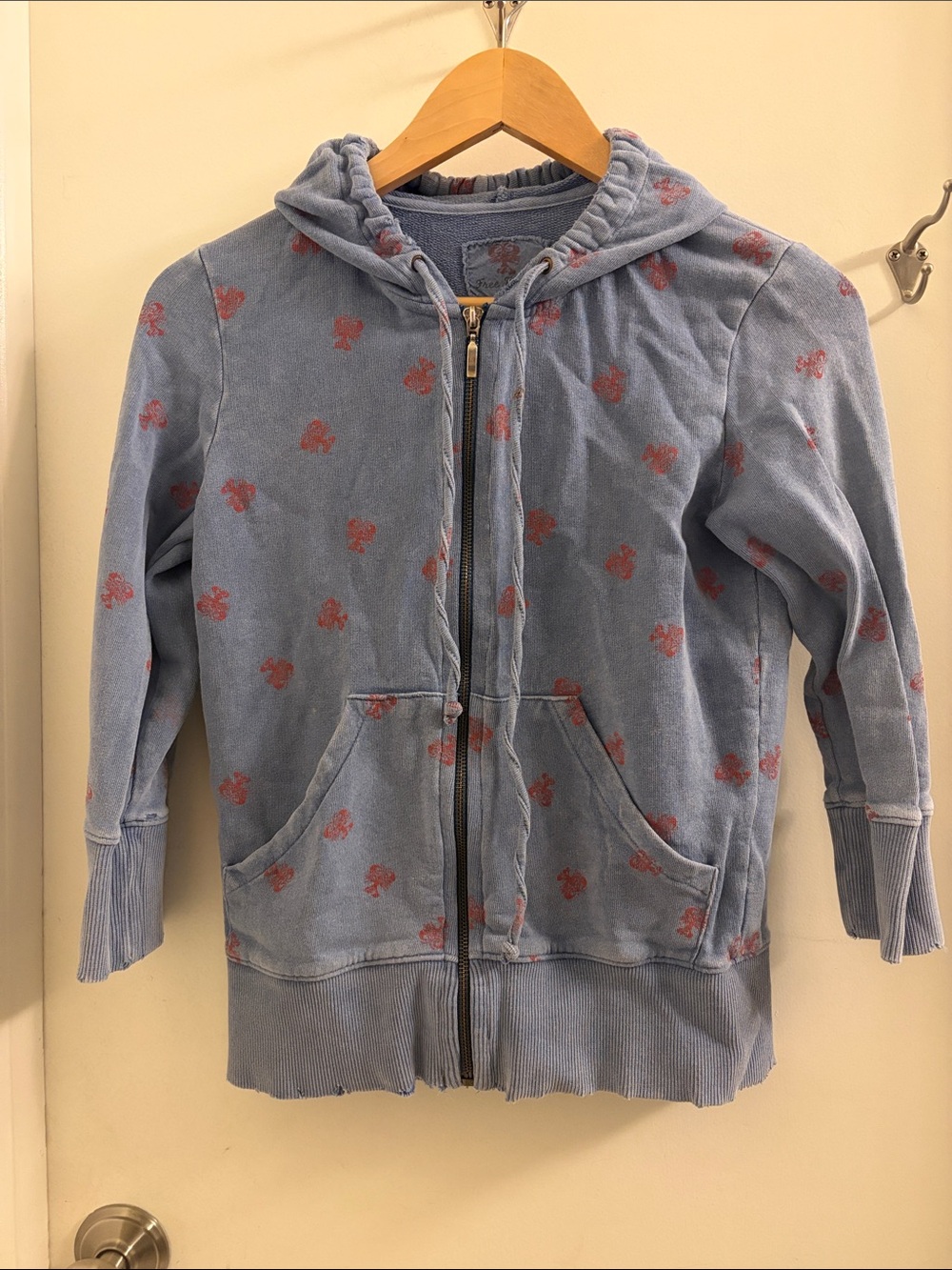 Free People xs lobster Light Blue Hoodie